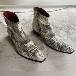 Jo Ghost Croc Print Leather Ankle Boots Size 46 | 12 US
